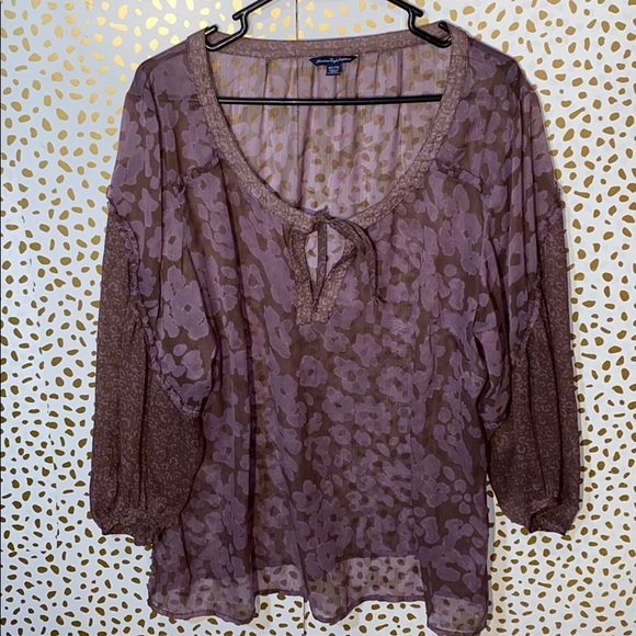 American Eagle Outfitters Tops - American Eagle Sheer Boho Floral Peasant Blouse